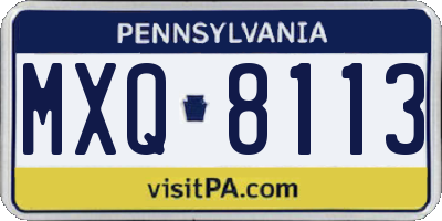 PA license plate MXQ8113