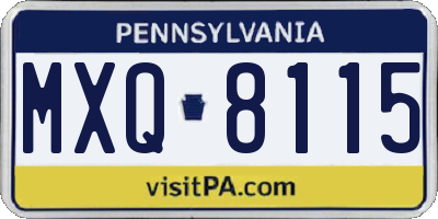 PA license plate MXQ8115