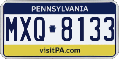 PA license plate MXQ8133