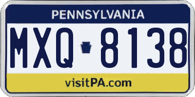 PA license plate MXQ8138
