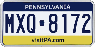PA license plate MXQ8172