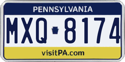 PA license plate MXQ8174
