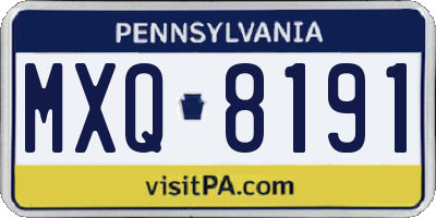 PA license plate MXQ8191
