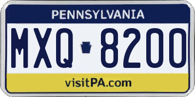 PA license plate MXQ8200
