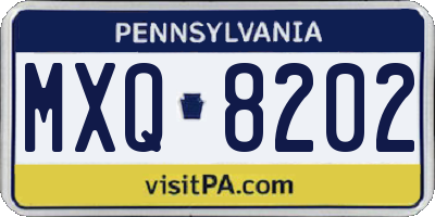 PA license plate MXQ8202