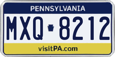 PA license plate MXQ8212