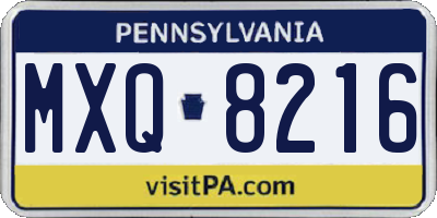 PA license plate MXQ8216
