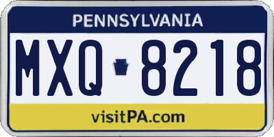 PA license plate MXQ8218