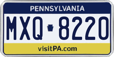 PA license plate MXQ8220