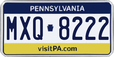 PA license plate MXQ8222