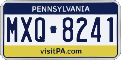 PA license plate MXQ8241