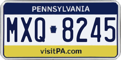 PA license plate MXQ8245