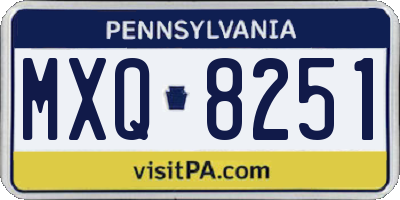 PA license plate MXQ8251