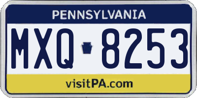 PA license plate MXQ8253