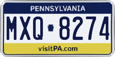 PA license plate MXQ8274