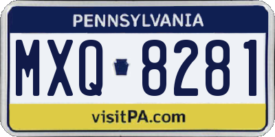 PA license plate MXQ8281