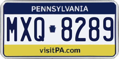 PA license plate MXQ8289
