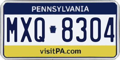 PA license plate MXQ8304