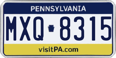 PA license plate MXQ8315