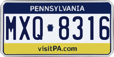 PA license plate MXQ8316