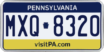PA license plate MXQ8320