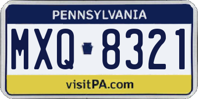 PA license plate MXQ8321