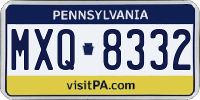 PA license plate MXQ8332