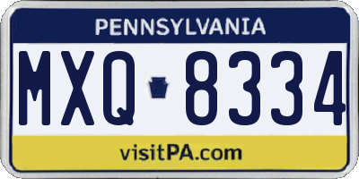 PA license plate MXQ8334