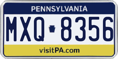 PA license plate MXQ8356