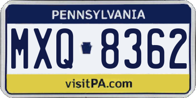 PA license plate MXQ8362