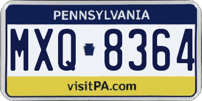 PA license plate MXQ8364