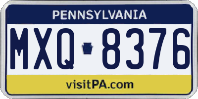 PA license plate MXQ8376