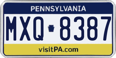 PA license plate MXQ8387