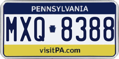 PA license plate MXQ8388