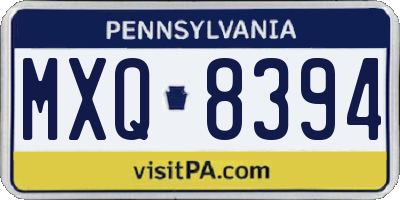 PA license plate MXQ8394