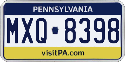 PA license plate MXQ8398