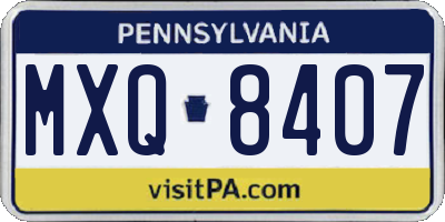 PA license plate MXQ8407