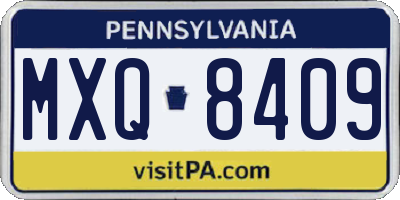 PA license plate MXQ8409