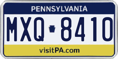 PA license plate MXQ8410