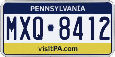PA license plate MXQ8412