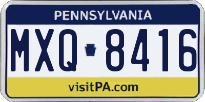 PA license plate MXQ8416