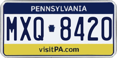 PA license plate MXQ8420
