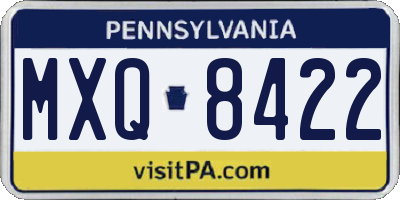 PA license plate MXQ8422