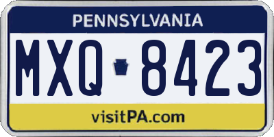 PA license plate MXQ8423