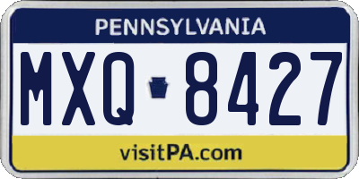 PA license plate MXQ8427