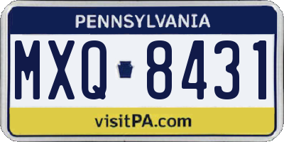 PA license plate MXQ8431
