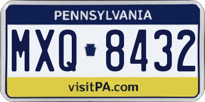 PA license plate MXQ8432