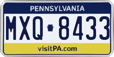 PA license plate MXQ8433