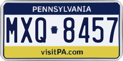 PA license plate MXQ8457