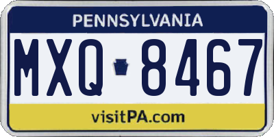 PA license plate MXQ8467